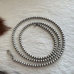 ❤️ 20” 3mm Desert Pearls Native Made Navajo Sterling Silver USA Necklace 8.3 Gm